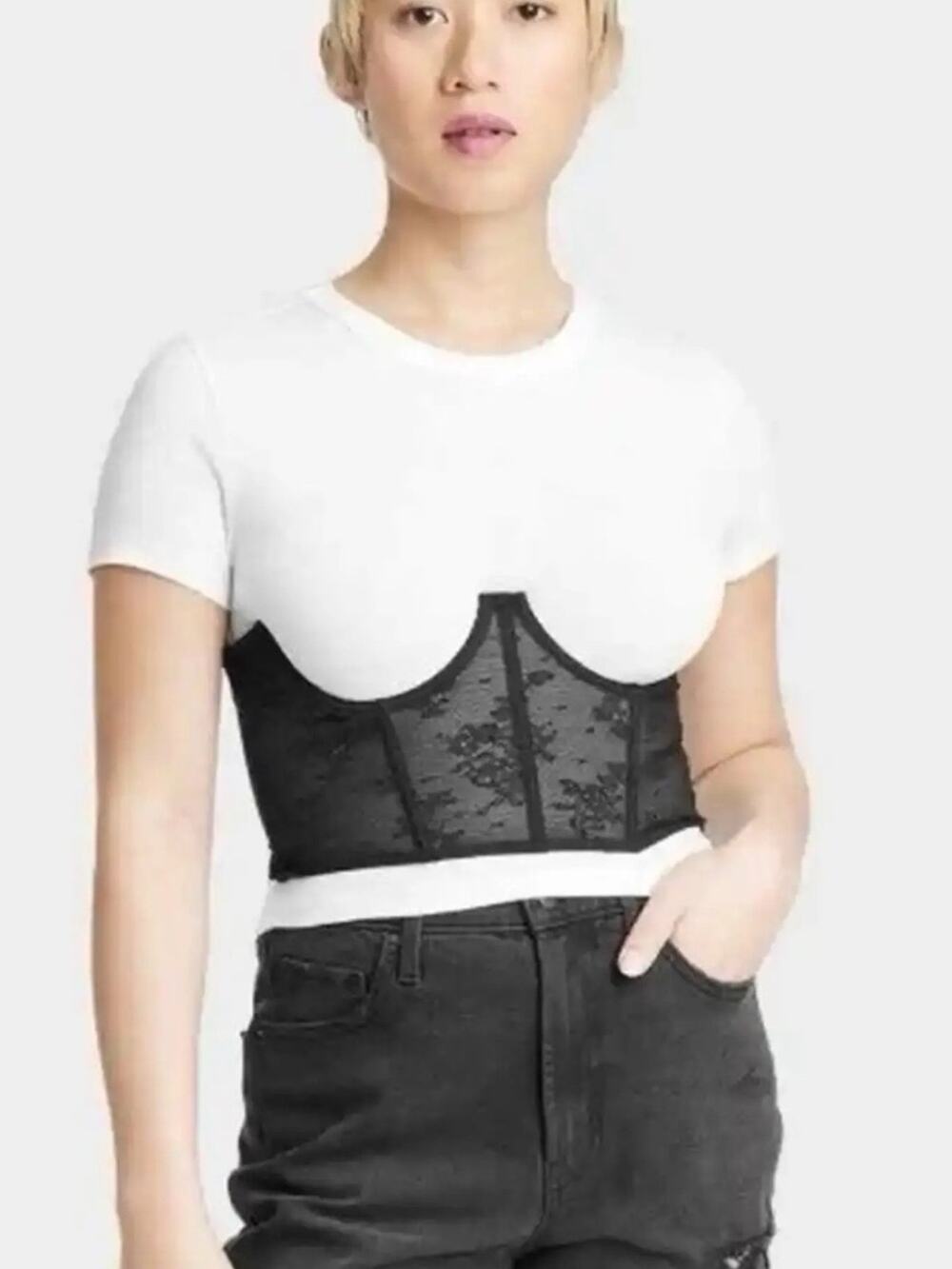 Colsie Black Lace Underbust Bustier Corset
